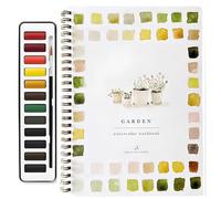 Cuadernos De Ejercicios De Acuarela,Cuaderno De Trabajo De Acuarela De PáJaros For Principiantes,Con Una Pintura Y Cepillos De 12 Colores, Libro PortáTil De Acuarela Para NiñOs Y Adultos (Jardín)