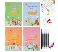 Cuadernos De Escritura, Mágicos Para Practicar, Escritura A Mano, Trazado Letras Y Números Con Ranuras, Bolígrafo Mágico Practicar Números, Reutilizables(German-1SET,Ten pens)