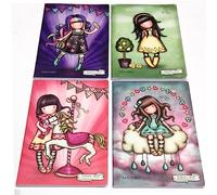 Cuadernos Gorjuss compatibles con Santoro London 4 unidades escuela gramo B + llavero con lentejuelas + regalo marcapáginas
