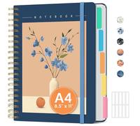 Cuadernos grandes con forro en espiral para el trabajo con separadores y pestañas extraíbles, 8.5 x 11 pulgadas, bonita tapa dura, cuaderno de 5 asignaturas para mujeres, rayado universitario
