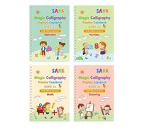 Cuadernos infantiles de 5.2 x 7.4 pulgadas, reutilizables, ranurados, para calcar letras, números y formas con bolígrafo, libro infantil para preescolar, jardín de infantes, hogar, escuela, oficina