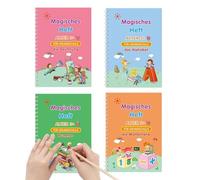Cuadernos mágicos para niños - Juego de tintas borrables, ayuda educativa para escribir | Manual de ejercicios de matemáticas con números 'alfabeto, papelería para estudiantes, plantilla de rient