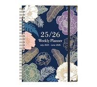 Cuadernos para escritura | Cuaderno Espiral | A5 Papel Grueso Estampado Floral Inglés Julio 2025 - Junio 2026 para Bocetos, Notas Universidad Trabajo Investigación