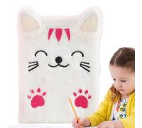 Cuadernos peludos para niños, bonitos artículos de papelería mullidos con dos orejas de gato de felpa, cuaderno de tapa dura para escribir, cuaderno de diario de gato para niños y mujeres Dudok