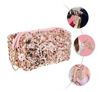 Cuadrada Bolsa de Cosméticos Rosa Lentejuelas, de Viaje | Oxford y Terciopelo, Ligera y Portátil, Gran Capacidad, Estilo Moda, Cierre Cremallera