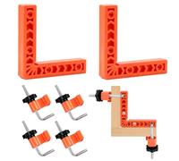 Cuadrada de Posicionamde 90 Iento Grados, Ferramentas Carpinteiro 4 Pares Clips de Sujeción y 2 Piezas 10 X 10cm Abrazadera Angular Tipo L Herramientas Carpintería Madera Bricolaje Manualidades
