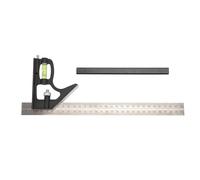 Cuadrado combinado de 12 pulgadas | Herramienta de carpintero de acero de aleación resistente | Marcado de ángulo de 45 y 90 grados con trazador y nivel | Graduaciones precisas en