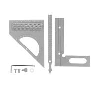 Cuadrado de ángulo para carpintería |Transportador ajustable 3D de 0 a 180° |Regla de carpintero de aleación de aluminio/herramienta de ingeniería/proyectos de bricolaje (Gris Plata)