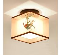 Cuadrado LED Luz De Techo Moderno Estilo Chino Lámpara E27 Lámpara | Techo Montaje Empotrado Pantalla De Tela De Araña Para Pasillo Vestíbulo Entrada