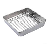 Cuadrado para acero Inoxidable 430 para Pastelería - Bandeja Horno Profunda para fácil - Uso para versátil 20x20cm(15)