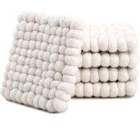 Cuadrado Posavasos de Bolas de Fieltro - Posavasos de Mesa 100% Lana Merina - Salvamanteles Absorbente para Bebidas - Grueso y Duradero Fieltro a Mano en Nepal por Woolygon - Multicolor - Juego de 5