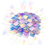 Cuadrados Acrílicos Iridiscentes | 100 Piezas De Azulejos De Manualidades Multicolores Y Resistentes | Lámina Acrílica Holográfica | Para Mujeres Hombres Adultos Joyería Con Resina Hogar Y Interior