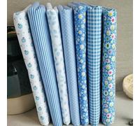 Cuadrados de tela de algodón precortados, paquete de tela de algodón grueso para manualidades de acolchado y proyectos de costura, 7 piezas de 25 x 25 cm, colores surtidos (azul)