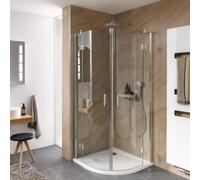 Cuadrante HSK Aperto oscilante de 4 piezas, radio 550 mm, dimensiones: 120,0 cm x 90,0 cm x 200,0 cm, izquierda, 2850025550-L-41-50edelglas, Cabinas de ducha: Aspecto cromado: ESG transparente con cri