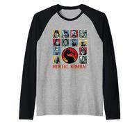 Cuadrícula de Personajes icónicos de Mortal Kombat Merch Camiseta Manga Raglan