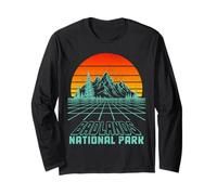 Cuadrícula Retro de Recuerdos del Parque Nacional Badlands de Dakota del Sur Manga Larga