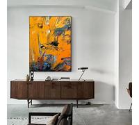 Cuadro abstracto amarillo grande para pared, impresiones en lienzo, cuadros abstractos modernos naranjas grandes, obras de arte impresas, decoración del hogar (40 x 50 cm, sin marco)