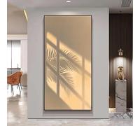 Cuadro abstracto con hojas de palmera proyectando sombras sobre un cristal de ventana. Ideal para decorar salas de estar, oficinas y el hogar (80 x 160 cm).