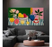 Cuadro abstracto con jarrón floral y ramo de flores, impresión sobre lienzo para decoración del hogar (40x80cm/sin marco)