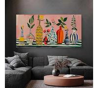 Cuadro abstracto con jarrón floral y ramo de flores, impresión sobre lienzo para decoración del hogar (30x60cm/marco interno)