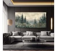 Cuadro abstracto de bosque brumoso para pared, láminas de gran tamaño para sala de estar, dormitorio, decoración moderna del hogar (65x130cm/sin marco)