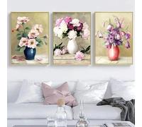 Cuadro abstracto de estilo nórdico con diseño floral moderno para mujer, lienzo, impresión artística, póster, imagen para pared, sala de estar, decoración del hogar, 30 x 40 cm, 3 unidades, sin marco