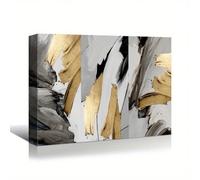 Cuadro abstracto de gran tamaño de estilo dorado, lienzo minimalista para pared, fondo, obra de arte para sala de estar (60 x 90 cm, sin marco)
