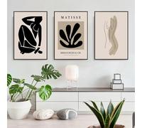 Cuadro abstracto de Matisse, moderno y minimalista, con boceto lineal del cuerpo de una mujer, póster en lienzo para decoración de dormitorio o sala de estar (30x50cm - 3 piezas)