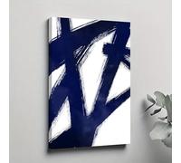 Cuadro abstracto de paisaje con pinceladas grunge azul marino sobre lienzo, ideal para sala de estar (40x60cm/Sin marco)