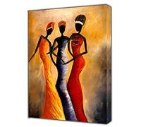 Cuadro abstracto de reinas africanas en lienzo enmarcado para decoración del hogar, 50 x 40 cm, 38 mm de profundidad