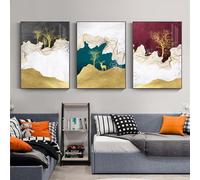 Cuadro Abstracto Dorado Sobre Lienzo Póster Nórdico Arte Mural Dorado Pintura Mural de Paisaje Moderno para la Decoración de la Sala de Estar y la Oficina-40 * 50cm*3PCS (sin marco)