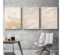 Cuadro Abstracto en Lienzo Beige Pósteres de Arte Mural Dorados Imágenes Impresas Modernas Obras de Arte Nórdicas Decoración de Sala de Estar Oficina el Dormitorio y el Hogar-50*60cm*3PCS (sin marco)