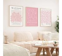 Cuadro abstracto en lienzo rosa de Matisse, Henri Matisse, póster impreso en lienzo, arte minimalista moderno, estética, decoración del hogar (70 x 100 cm, 3 piezas sin marco)