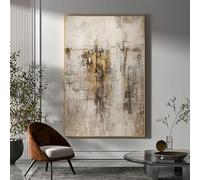 Cuadro abstracto grande de color beige, dorado y marrón, impresiones sobre lienzo, pintura escandinava, arte escandinavo, decoración del hogar, 80 x 120 cm, sin marco