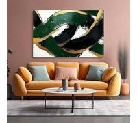 Cuadro abstracto horizontal moderno con textura verde sobre lienzo para decoración de pared, ideal para sala de estar, dormitorio, oficina o cualquier otro lugar del hogar (55 x 110 cm/sin marco).