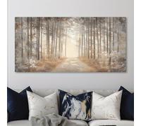 Cuadro abstracto moderno "Bosque brumoso", lámina de gran tamaño para decoración de pared en sala de estar o dormitorio (35 x 70 cm/Marco interno)