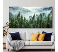 Cuadro abstracto moderno de bosque brumoso para pared, pintura abstracta, arte mural, obra de arte grande para sala de estar, dormitorio, decoración del hogar (75x150cm/sin marco)