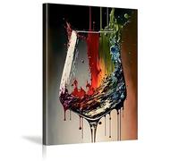 Cuadro abstracto moderno de copa de vino, lienzo artístico, impresión vertical con salpicaduras de líquido colorido, póster estético para pared para decoración de dormitorio (20 x 30 cm/sin marco)