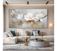 Cuadro abstracto moderno de una rama de magnolia en flor, arte mural sobre lienzo, decoración para el hogar, ideal para sala de estar y dormitorio en otoño (30x60cm)