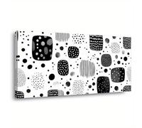 Cuadro abstracto moderno en blanco y negro para pared - Lienzo con formas geométricas en blanco y negro, obra de arte minimalista para sala de estar (75x140cm)