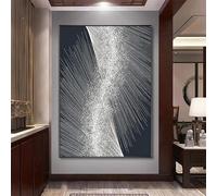 Cuadro abstracto moderno enmarcado grande, estilo retro, negro y gris, para sala de estar, lienzo decorativo (70 x 110 cm, 28 x 43 pulgadas), marco negro.