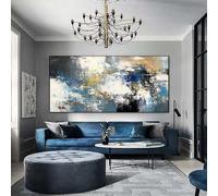 Cuadro abstracto sobre lienzo, decoración de pared, pintura de paisaje en blanco y negro, decoración para el hogar, pasillo o sala de estar 40x80cm/16x31in Sin marco