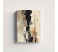 Cuadro abstracto Wabi-sabi en lienzo en negro y beige para decoración de pared del hogar (80x160cm (31x63in))