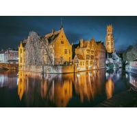 Cuadro acrílico 50 x 30 cm: postal clásica con vistas al centro histórico de Brugge, a menudo referido como Venecia del Norte, con famosos (98316730)