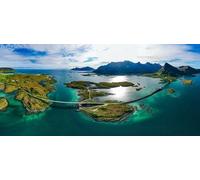 Cuadro acrílico de 90 x 40 cm: panorámica de los puentes Fredvang, las islas Lofoten son un archipiélago en el condado noruego de Nordland (128820310)