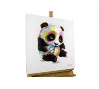 Cuadro acrílico 'Panda jugando' | Lienzo 60x60cm