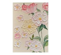 Cuadro Al Óleo con Textura Gruesa Y Empaste Pintado A Mano Multicolor con Flores Rosas Y Blancas Decoración De Pared Floral En Tonos Cálidos Y Suaves para Sala De Estar Y Dormitorio 120 X 180 C