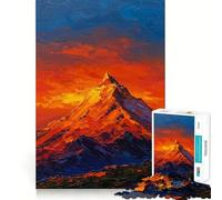 Cuadro al óleo de la Cima de una montaña al Atardecer, Rompecabezas de 1000 Piezas para Adultos, Juego para ejercitar la Mente, Bordes Afilados, Regalo Premium (38x26cm)