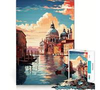 Cuadro al óleo de Venecia,1000 Piezas,Rompecabezas de lógica para Adultos,Corte de precisión,Bordes Lisos, reuniones Familiares (38x52cm)