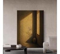 Cuadro Al Óleo Pintado A Mano Sobre Lienzo con Luz Cálida De Ventana Naturaleza Muerta Jarrón Planta Sombra Arte De Pared Estilo Wabi-Sabi Decoración De Pared para Dormitorio Y Sala De Estar 40